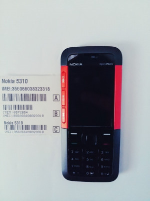 Telefon Nokia 5310 negru cu rosu / functioneaza in orice retea foto