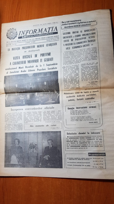 ziarul informatia bucurestiului 22 ianuarie 1983-vizita lui moammer el geddafi