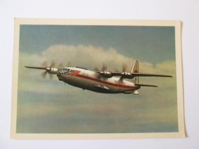 Avion pasageri AN-10 A,carte postala necirculata Aeroflot din anii 50 foto