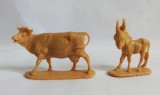 (T) 2 figurine E. Haas (gen Linde) animale vaca si magarus, vechi, vintage