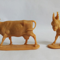 (T) 2 figurine E. Haas (gen Linde) animale vaca si magarus, vechi, vintage