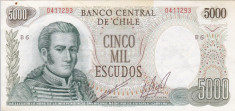 CHILE 5.000 escudos ND (1967-76) VF+!!! foto