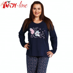 Pijama Dama Marimi Mari Maneca/Pantalon Lung, Love Blue, Vienetta, Cod 1483 foto