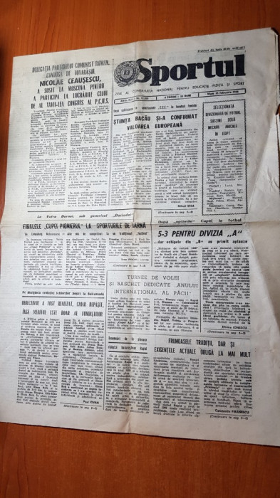ziarul sportul 23 februarie 1986-nationala sustine 2 meciuri de fotbal in egipt
