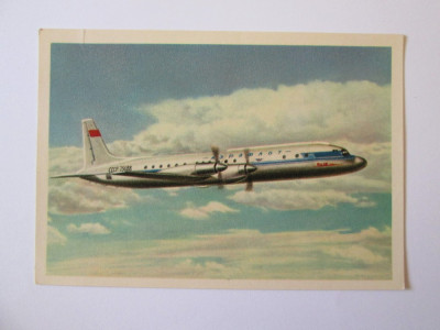 Avion pasageri IL-18 A,carte postala necirculata Aeroflot din anii 50 foto