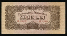 y135 BANCNOTA DE 10 LEI 1944 CAR COMANDAMENTUL ARMATEI ROSII VF foto