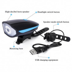 Lanterna reincarcabila 2in1 cu LED si alarma pentru bicicleta foto