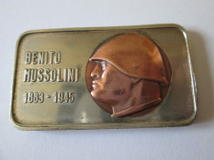 Mini placheta comemorativa Benito Mussolini 1883-1945 foto