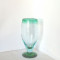 Vaza pedestal (goblet) cristal verde smarald degradee suflata manual