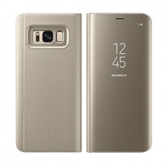 Husa Carcasa Samsung S8 plus Clear View Stand Cover, auriu (gold), GD064 foto