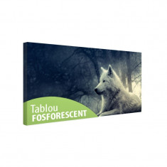 Tablou fosforescent canvas, Lup alb in padure foto