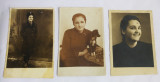 (T) 3 fotografii vechi alb-negru, sepia, fotograf Tamas Bethlen, portret femeie