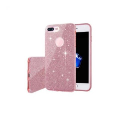 Husa capac siliconic 3 in 1 cu sclipici pentru Iphone 5, model roz foto