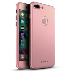 Husa fata-spate iPaky pentru iPhone 7 PLUS cu folie de sticla gratis-Rose-Gold foto