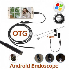 Camera Endoscopica Pentru Telefon, 6 X Led, Usb, 1M Cablu Otg inclus + Accesorii foto