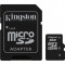 Card de memorie Kingston microSDHC 8GB, Class 4 + Adaptor