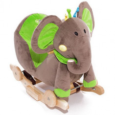 Balansoar 2 in 1 cu Roti si Sunete Elephant Green foto