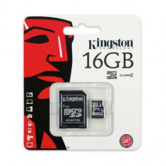 Card de memorie Kingston microSDHC 16GB, Class 4 + Adaptor foto