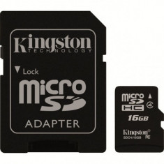 Card de memorie Kingston microSDHC 16GB, Class 4 + Adaptor foto