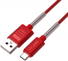 Cablu THUNDER Micro USB Golf 40M Rosu foto