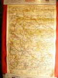 Harta 1928 Chisinau -Orhei-Husi-Litografie -conform noii administratii ,32x48 cm