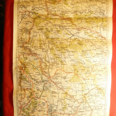 Harta 1928 Chisinau -Orhei-Husi-Litografie -conform noii administratii ,32x48 cm