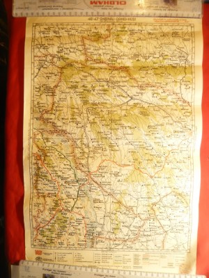 Harta 1928 Chisinau -Orhei-Husi-Litografie -conform noii administratii ,32x48 cm foto