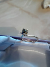 Inel de aur alb 14k, cu diamant negru foto
