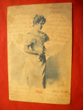 Ilustrata Actrita Mizzi ,stamp. Chitila Gara circ.la Lausane Elvetia 1899, Circulata, Printata