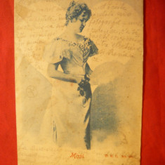 Ilustrata Actrita Mizzi ,stamp. Chitila Gara circ.la Lausane Elvetia 1899