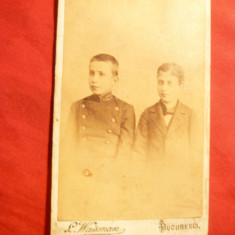 Fotografie cartonata - 2Elevi -Foto Waisman Bucuresci cca. 1900