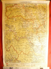 Harta Regiunii Piatra Neamt- Falticeni , litografie 1928 , scara 1:300 000 foto