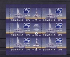 ROMANIA 2009 LP1831 a - 100 ANI ROMGAZ MINICOALA DE 6 TIMBRE + 3 VINIETE MNH