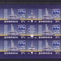 ROMANIA 2009 LP1831 a - 100 ANI ROMGAZ MINICOALA DE 6 TIMBRE + 3 VINIETE MNH