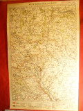 Harta Regiunii Edinita- Saveni- Stefanesti ,litografie 1928 ,long.45-48 grd