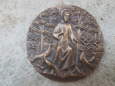 FRANCISC DE ASSISI / SAN FRANCISC - PREDICA ADRESATA PASARILOR DIN BRONZ MASIV foto