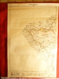 Harta Zona Jimbolia 1928 conform noii administratii -Litografie,dim.= 32x48 cm