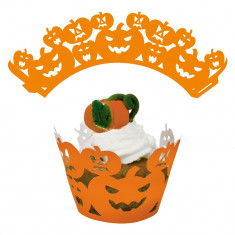 Decoratiuni pentru cupcakes dovleac Halloween - 5.5 cm, Radar 25265, set 12 bucati foto