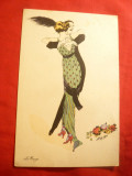 Ilustrata comica - Dans erotic - Tangoul ,circulat 1922, Circulata, Printata
