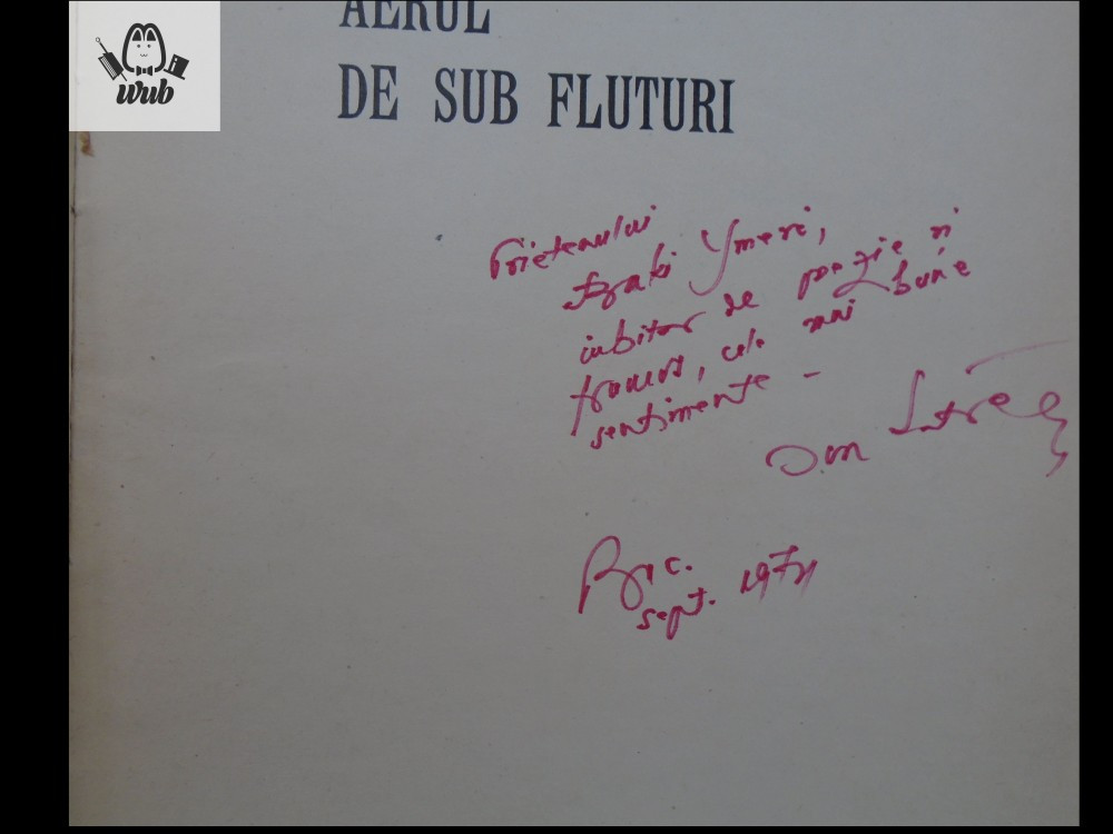 Ion Lotreanu Aerul de sub fluturi versuri Ed Eminescu 1974 autograf  dedicatie | Okazii.ro
