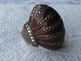 argint INEL MASIV OPULENT cu email VISINIU batut in MARCASITE exceptional UNIC