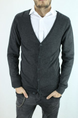 Cardigan barbati gri subtire elegant Slim Fit fashion casual foto