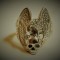 INEL argint VULTUR cu CRANIU in CIOC colectie SKULL superb MASIV splendid