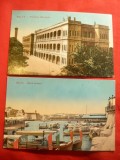 2 Ilustrate Malta- color- Grand Harbour si Palat Floriana 1918