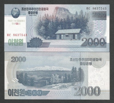 COREEA DE NORD 2000 2.000 WON 2008 2013 UNC P- CS 16 pentru colectionari foto