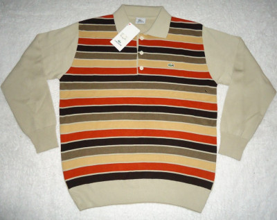 PULOVER GROS LANA BARBATI GULER LACOSTE made in FRANCE DUNGI BEJ MARO OCRU GREJ foto