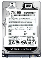 HDD LAPTOP 750GB , WD BLACK , 7200rpm , 16MB , ULTRARAPID 4,2ms. IMPECABIL !!! foto