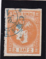 ROMANIA 1868 LP 21 CAROL I FAVORITI VAL. 2 BANI PORTOCALIU STAMP. CRAIOVA foto