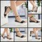 SANDALE DAMA SEXY PLATFORME FEMEI LAC NEGRU BARETA GLEZNA TALPA ALBA 11 cm