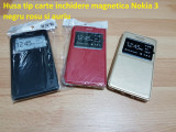 Husa tip carte inchidere magnetica Nokia 3 negru rosu si auriu, Alt model telefon Nokia, Piele Ecologica